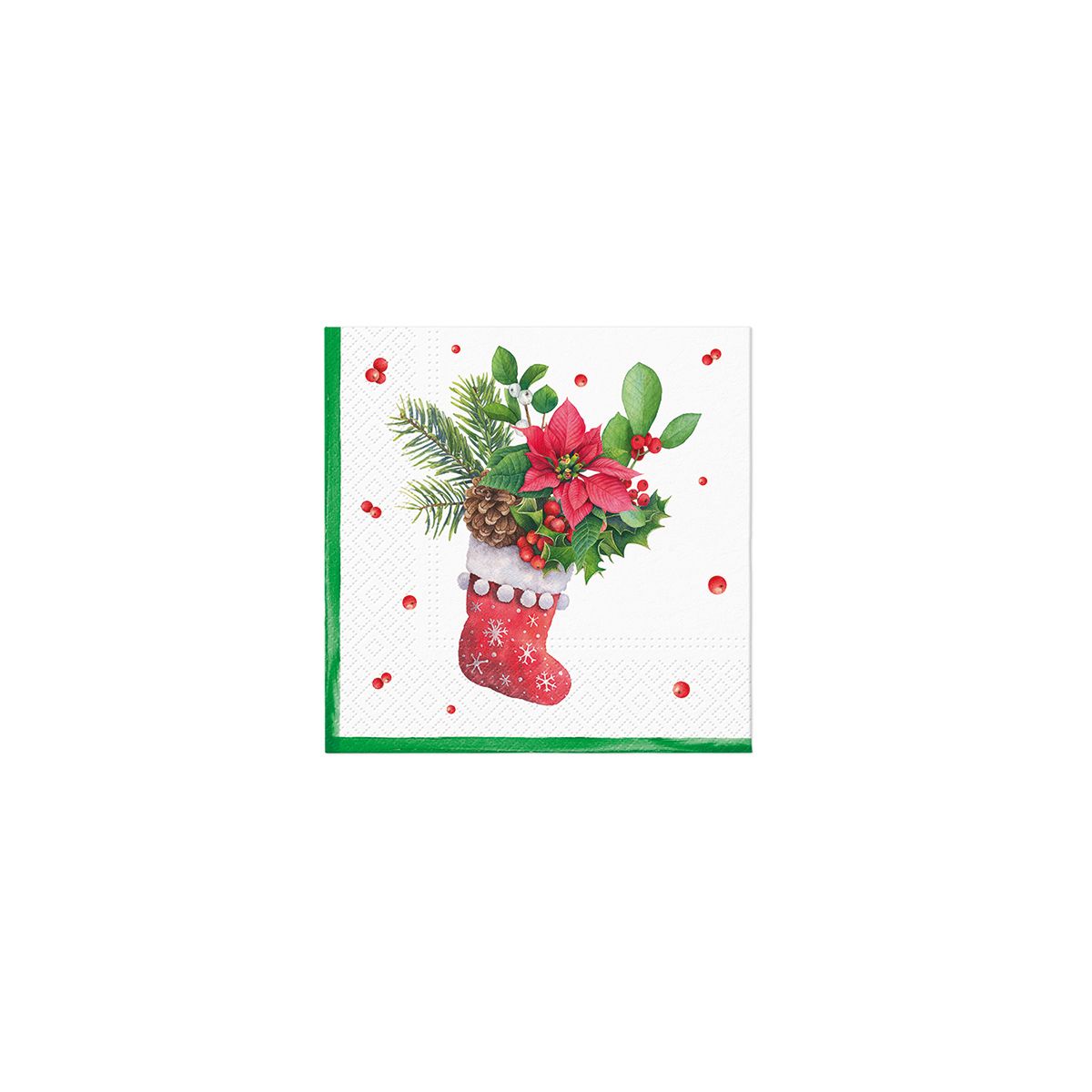 Serwetki Paw Lunch BN SOCK WITH POINSETTIA mix nadruk bibuła [mm:] 330x330 (SDL236200)