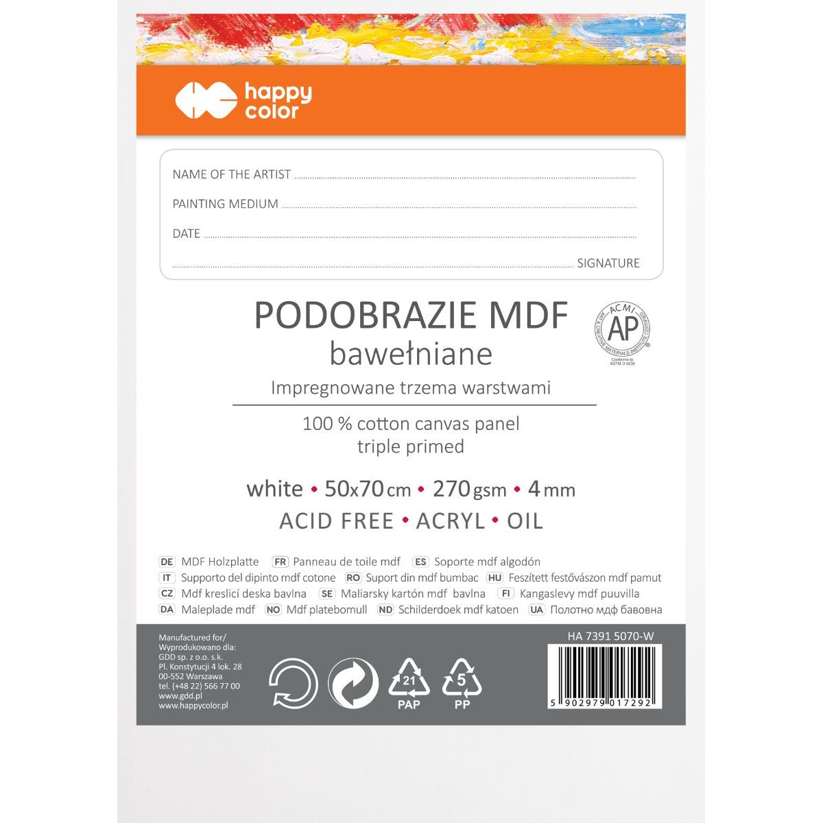 Podobrazie Happy Color (HA 7391 5070-W)