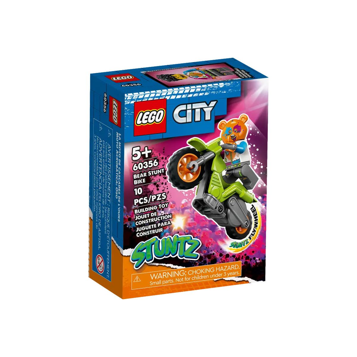 Klocki konstrukcyjne Lego City Motocykl kaskaderski z niedźwiedziem (60356)