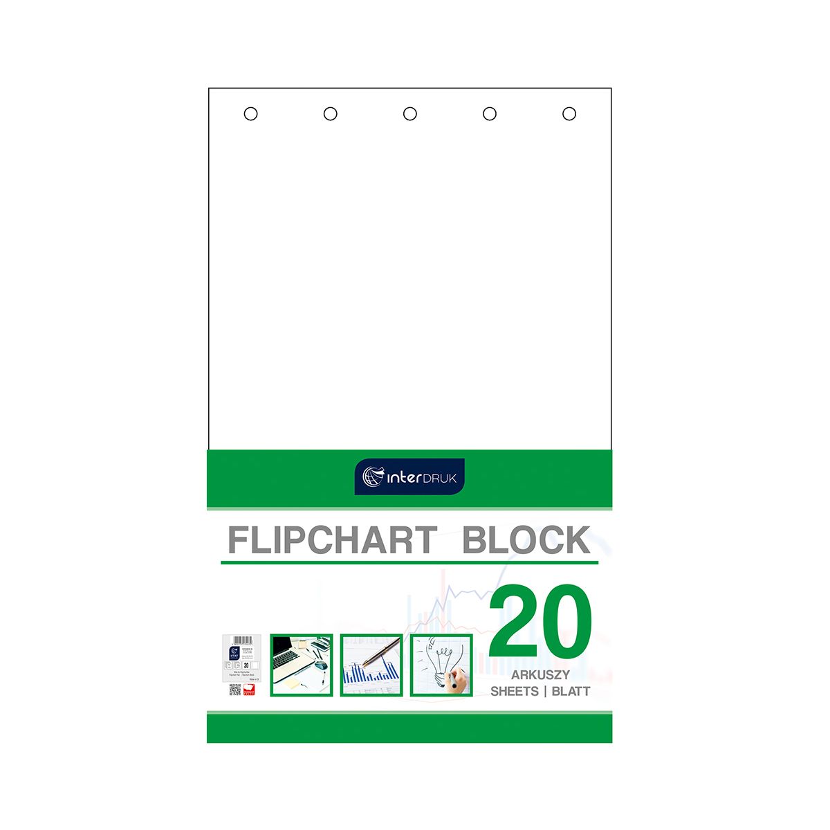Blok do tablic flipchart A1 20k. 80g czysty [mm:] 1000x640 Interdruk (FLI20)