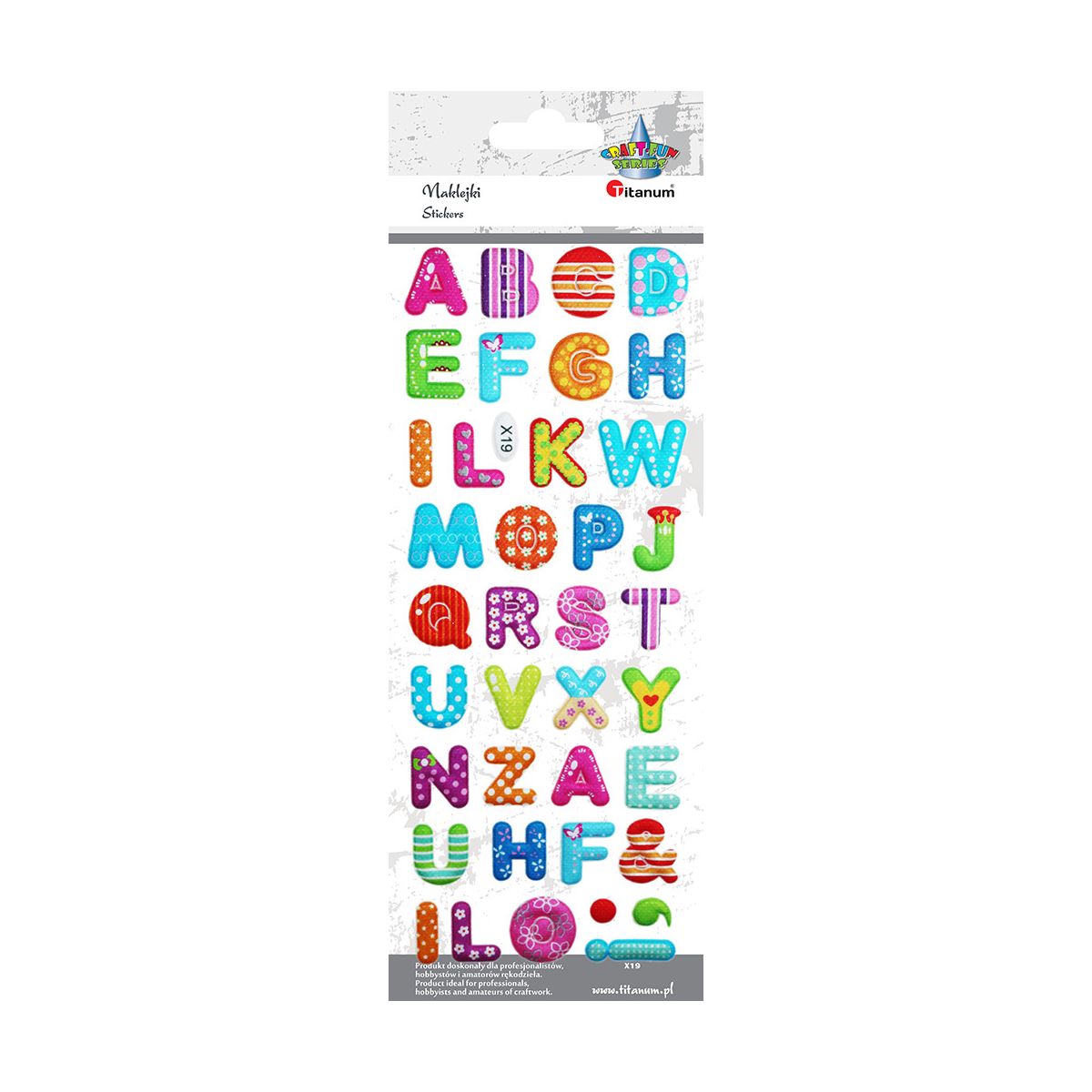 Naklejka (nalepka) Craft-Fun Series alfabet Titanum (X19)