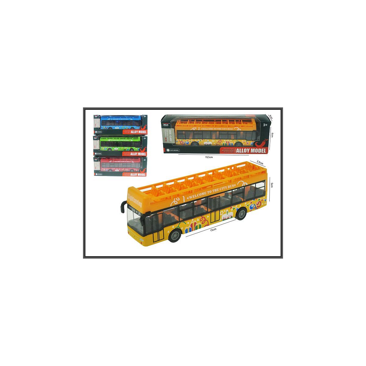 Autobus 15cm z napędem 4-kolory Hipo (HX147)