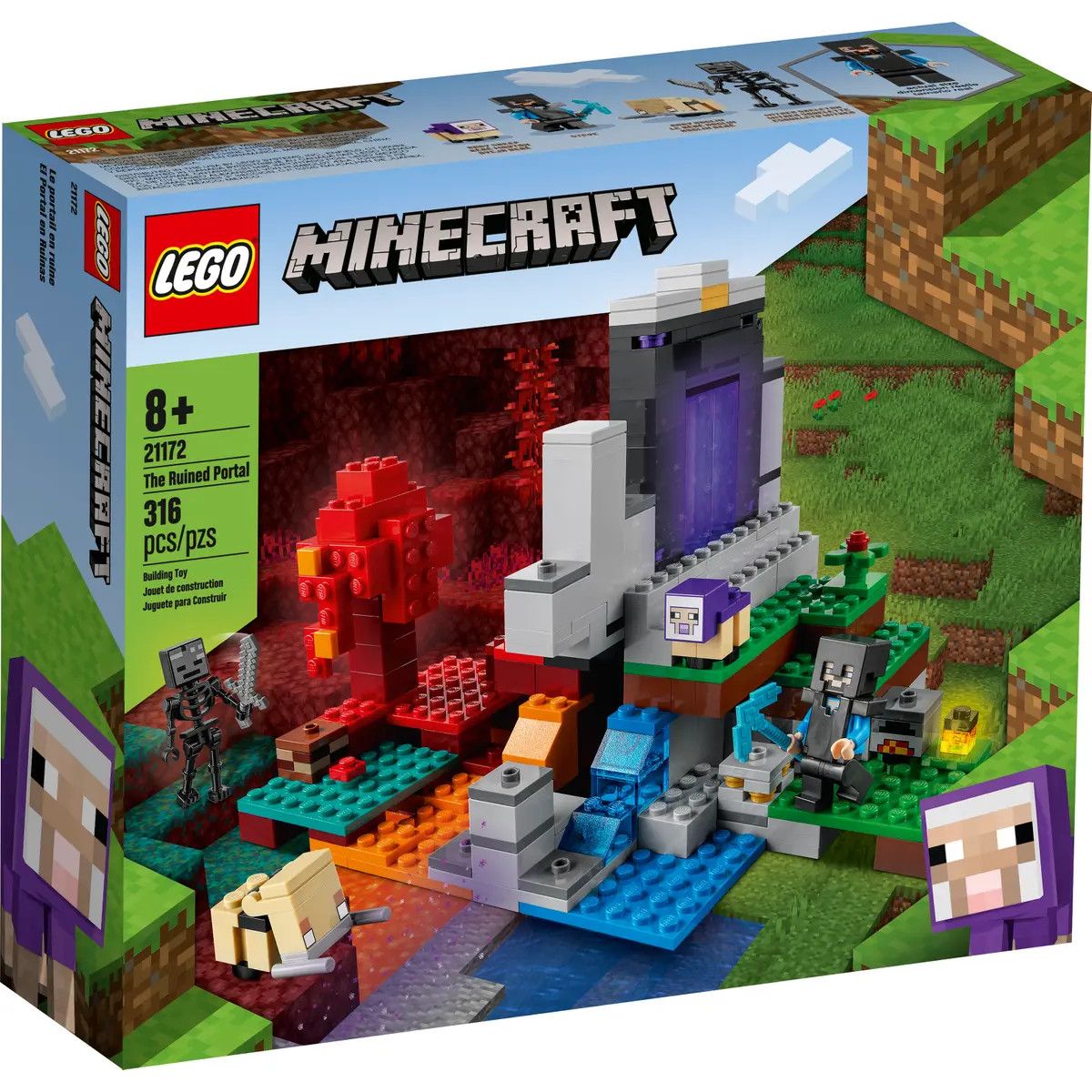 Klocki konstrukcyjne Lego Minecraft zniszczony portal (21172)