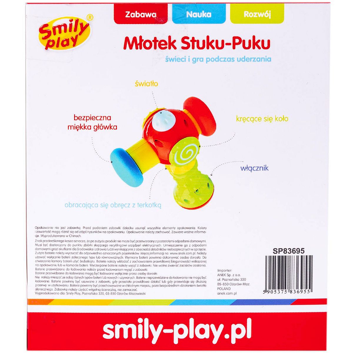 Zabawka dźwiękowa młotek stuku puku Smily Play (SP83695)