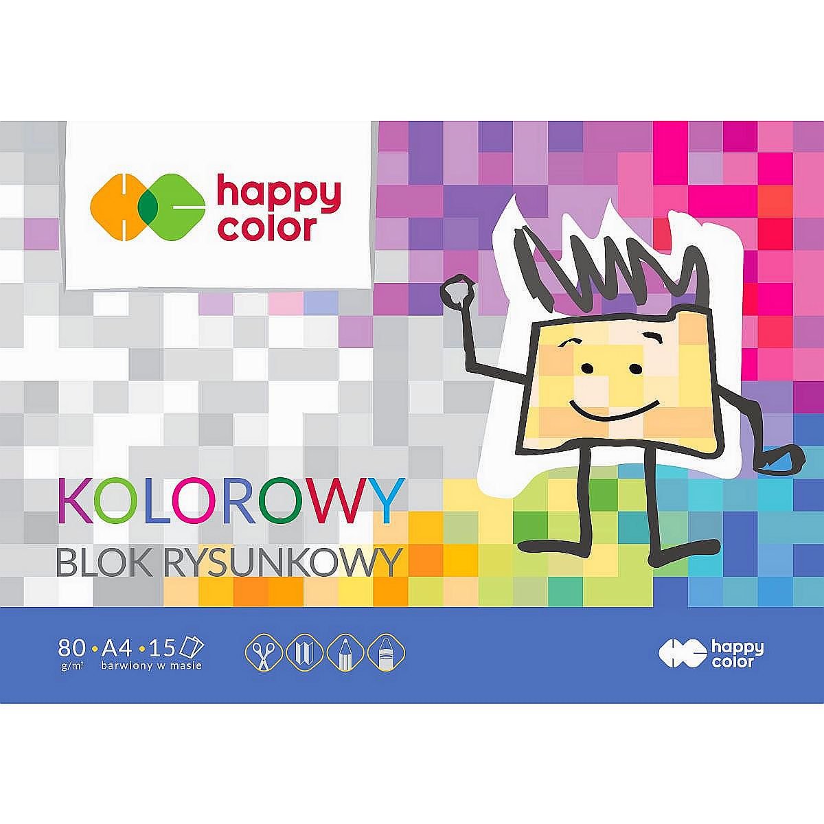 Blok rysunkowy Happy Color Premium A4 kolorowy 80g 15k [mm:] 210x297 (HA 3708 2030-09)