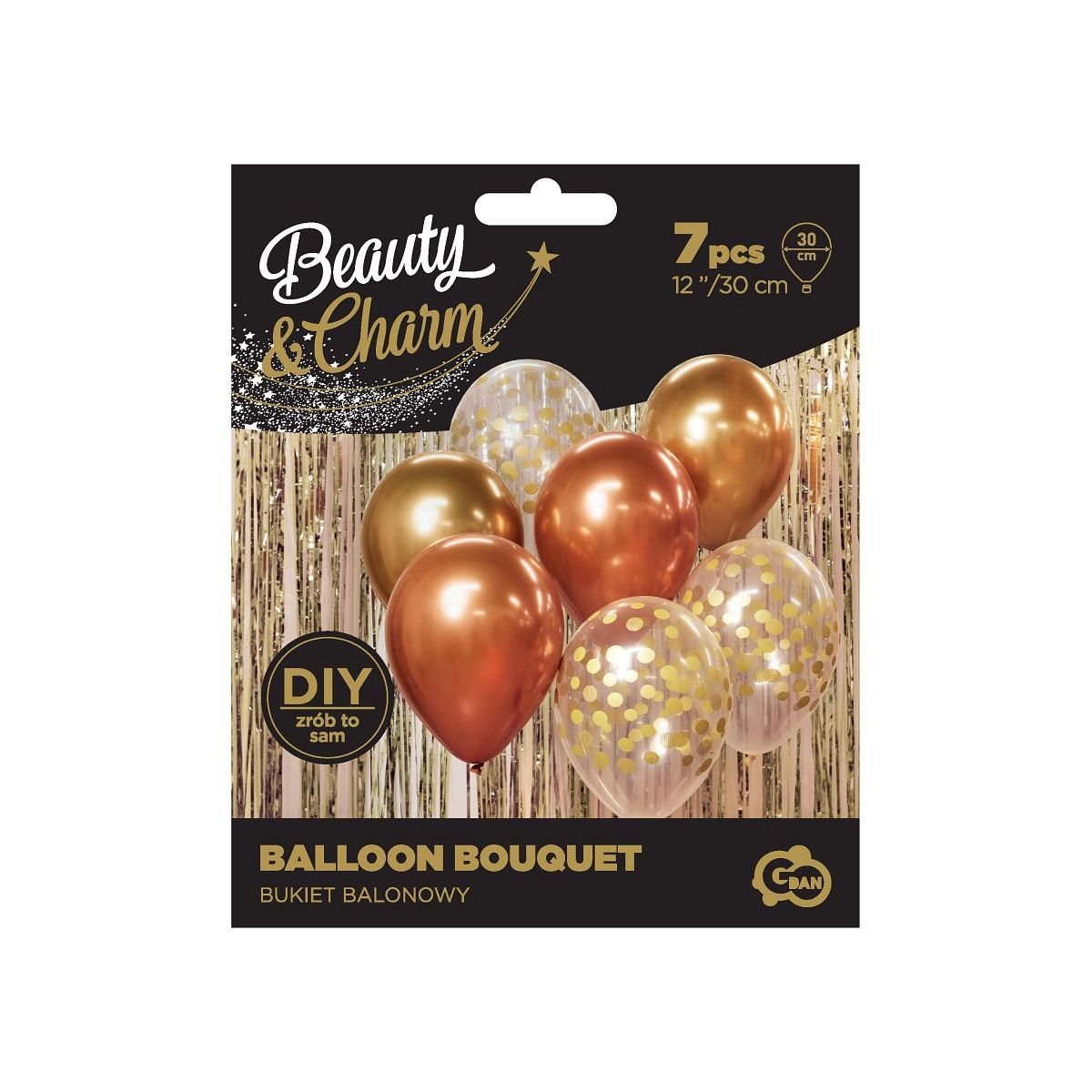 Balon foliowy Godan bukiet balonowy złoto miedziany 12cal (BB-ZLM7)