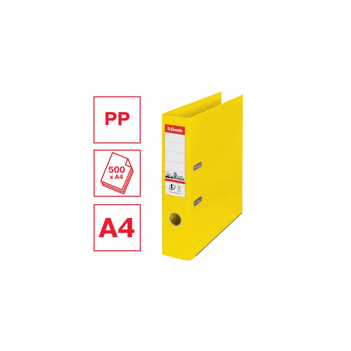 Segregator dźwigniowy Esselte No.1 Power Vivida A4 75mm żółty (624070)