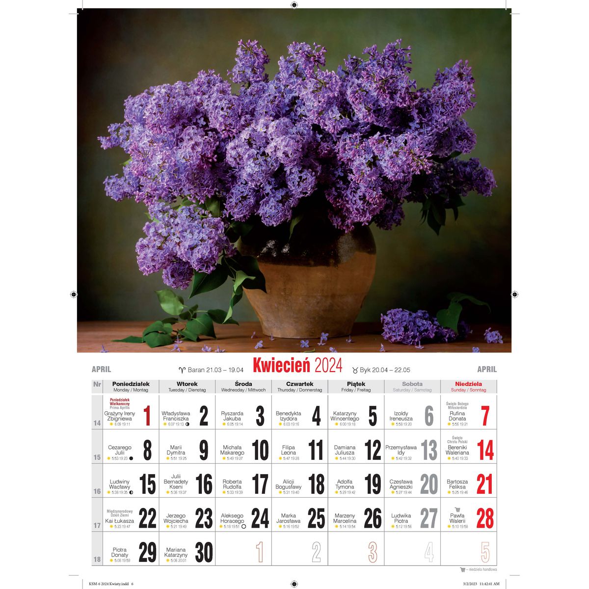 Kalendarz ścienny Avanti wieloplanszowy 230mm x 320mm (5901769620056)