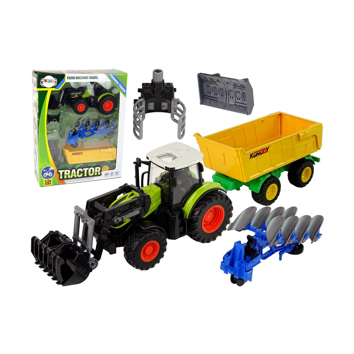 Traktor Zestaw Traktor Maszyny Rolnicze Naczepa Światło Dźwięk 6 Elem Lean (13339)
