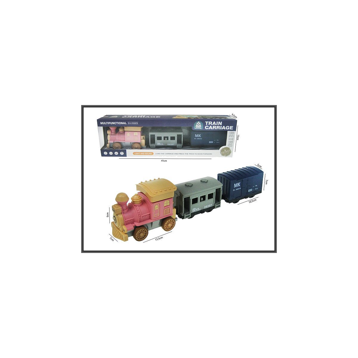 Lokomotywa Pociąg z dwoma wagonami ze światłem i z dźwiękiem Hipo (H13479)