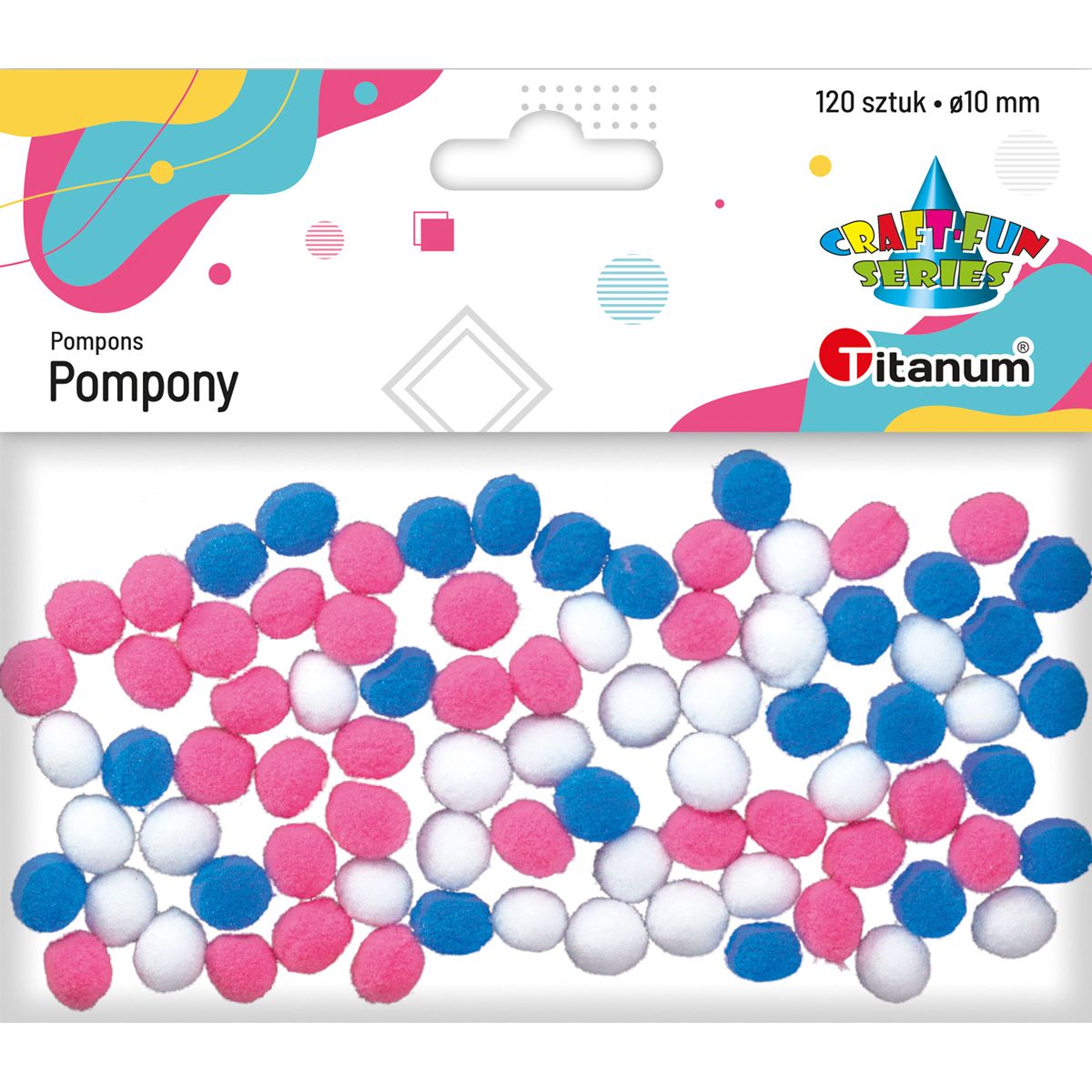 Pompony Titanum Craft-Fun Series poliestrowe mix 120 szt (20TH1020-3)