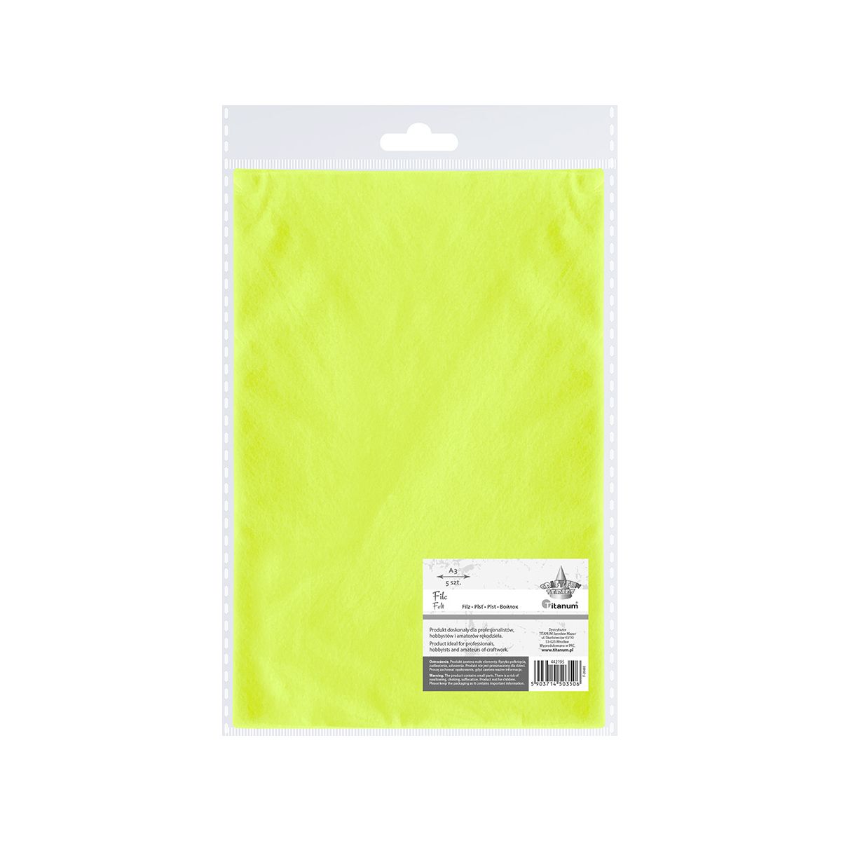 Filc Titanum Craft-Fun Series A3 kolor: limonkowy 5 ark. (F-20602)