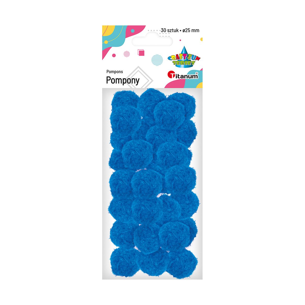 Pompony Titanum Craft-Fun Series poliestrowe niebieskie 30 szt