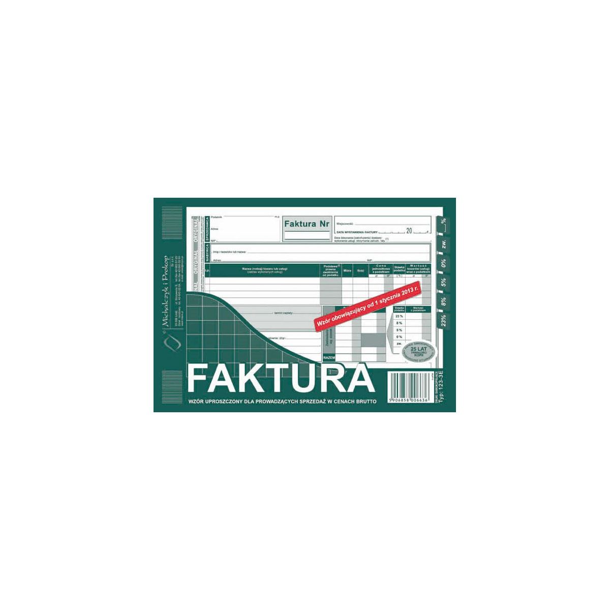 Druk offsetowy Faktura VAT brutto A5 ulepszona, A5 80k. Michalczyk i Prokop (123-3E)