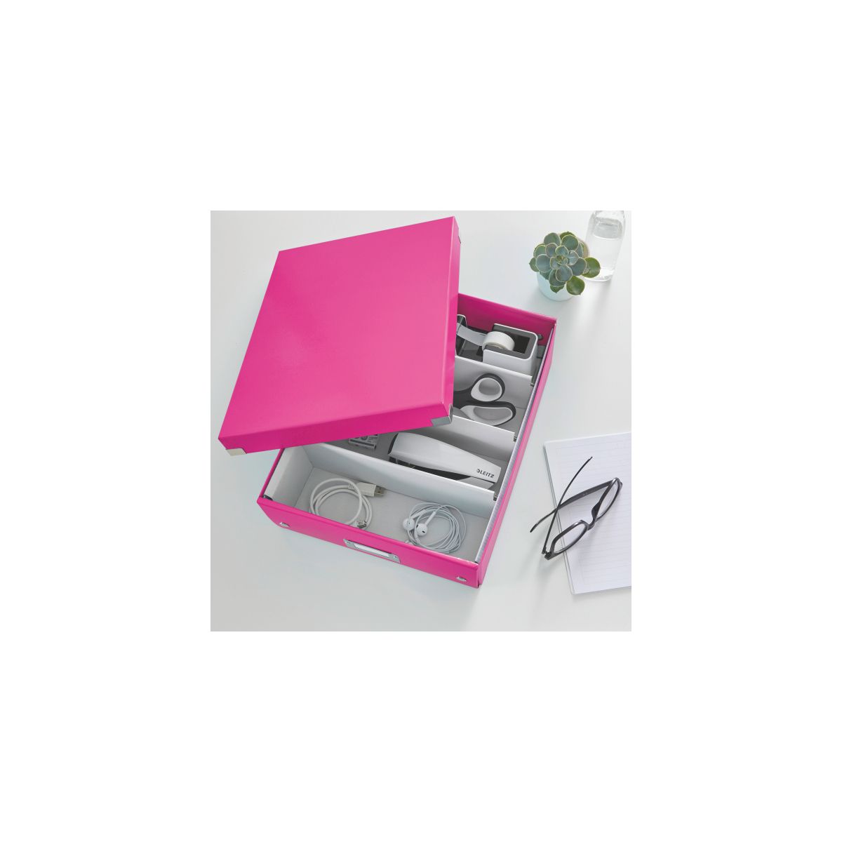 Pudło archiwizacyjne Wow Click & Store A4 różowy karton pokryty folią [mm:] 280x100x 370 Leitz (60580023)