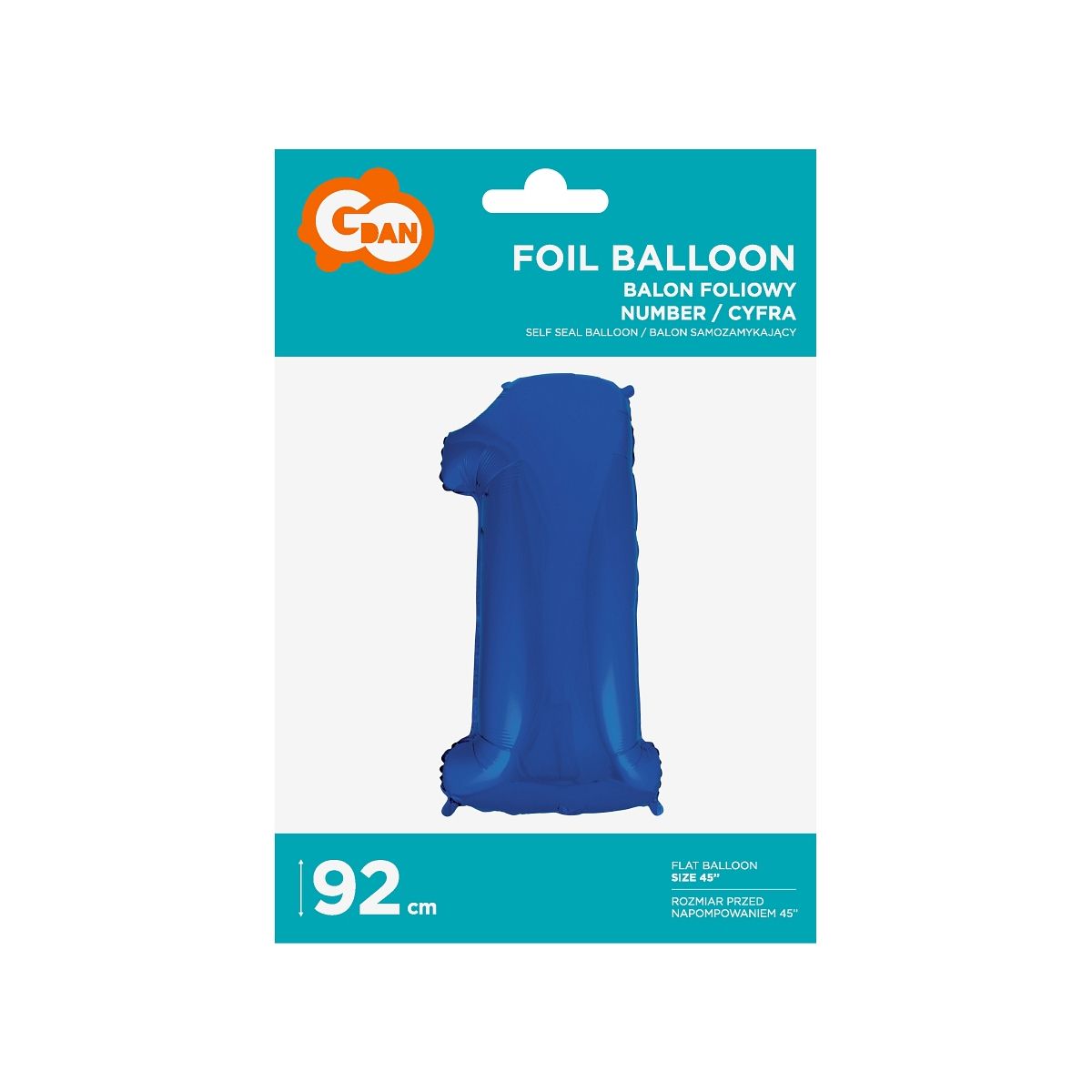 Balon foliowy Godan balon foliowy niebieski cyfra 1 35cal (FG-C85n1)