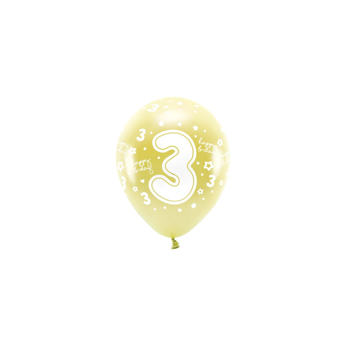 Balon gumowy Partydeco cyfra 3 (1 op. / 6 szt.) złoty 330mm (ECO33M-203-019J-6)