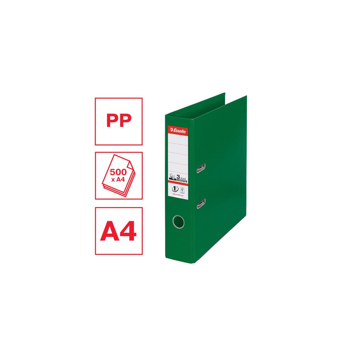 Segregator dźwigniowy Esselte No.1 Power A4 75mm zielony (811360)