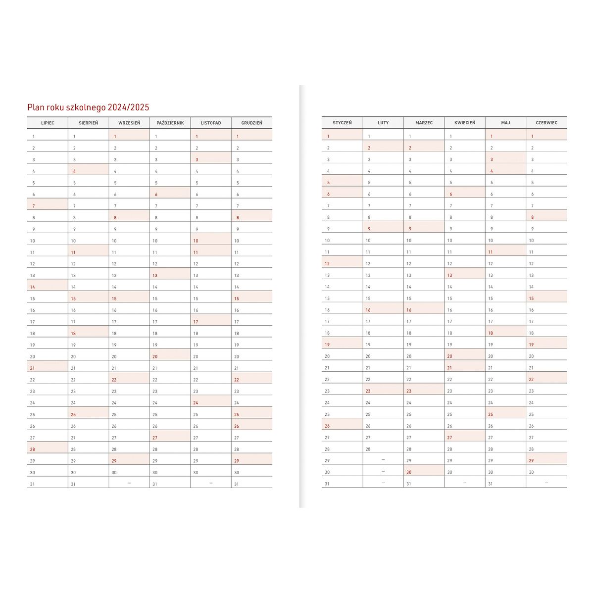 Kalendarz nauczyciela książkowy (terminarz) A5TN078B- Wydawnictwo Wokół Nas 2024/2025 A5 PCV bezbarwny A5 (MODERN)