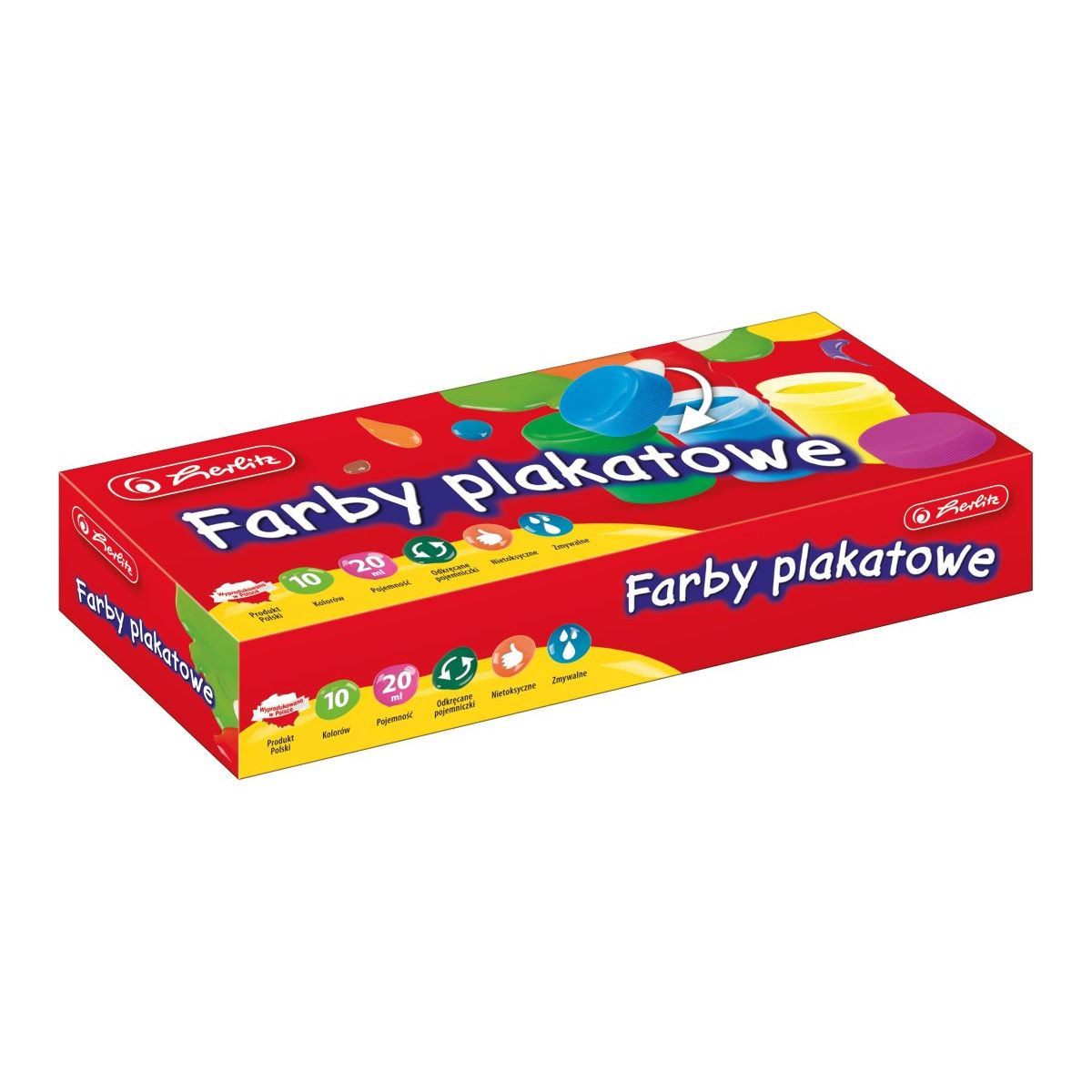 Farby plakatowe Herlitz kolor: mix 20ml 10 kolor. (9560442)