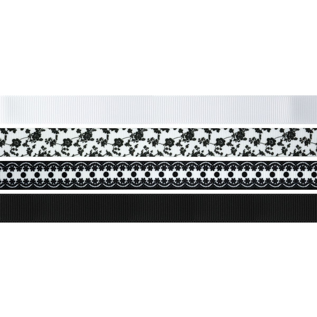 Wstążka Titanum Craft-Fun Series zestaw 16mm biało-czarna 4m (S1804-5)