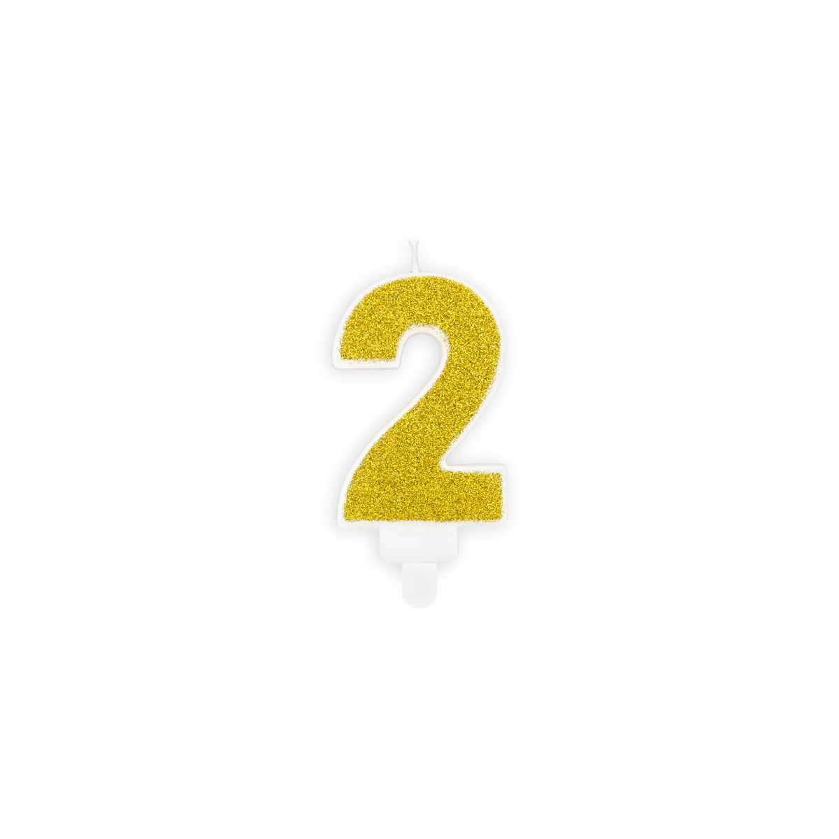 Świeczka urodzinowa cyferka 2 złoty brokat 7cm Partydeco (SCU3-2-019B)