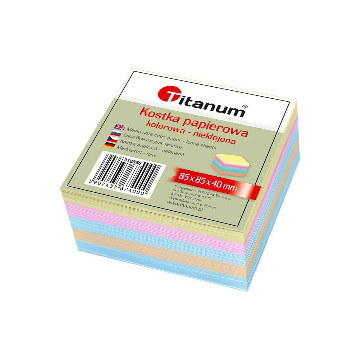 Kostka papierowa nieklejona mała mix [mm:] 85x85x 40 Titanum