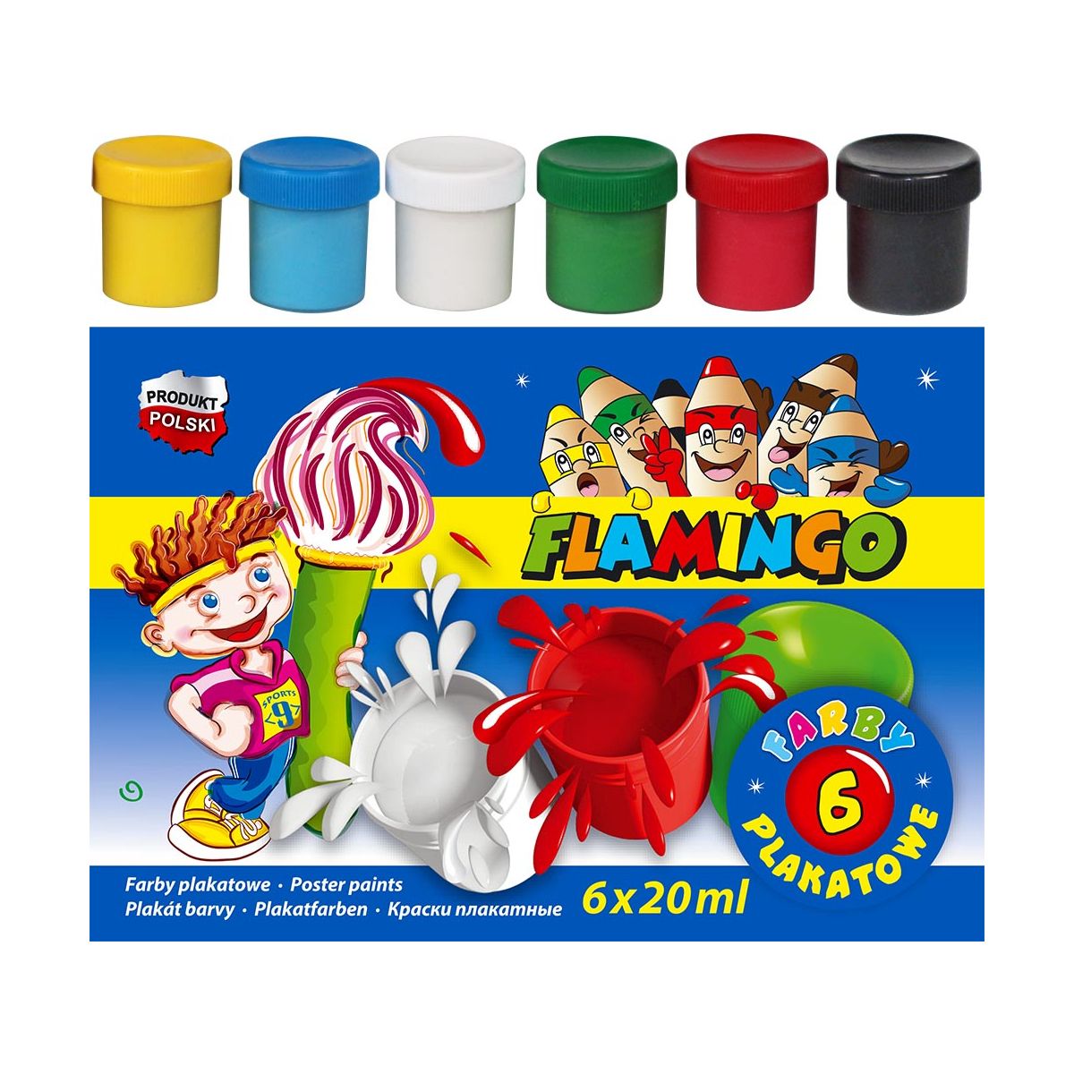 Farby plakatowe Flamingo 6 kolorów x 20ml