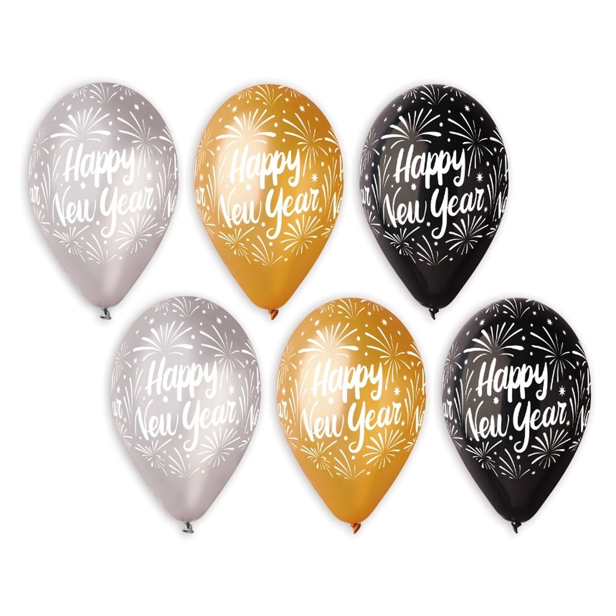 Balon kształty PREMIUM HAPPY NEW YEAR mix 6 szt (GS110/NY2)