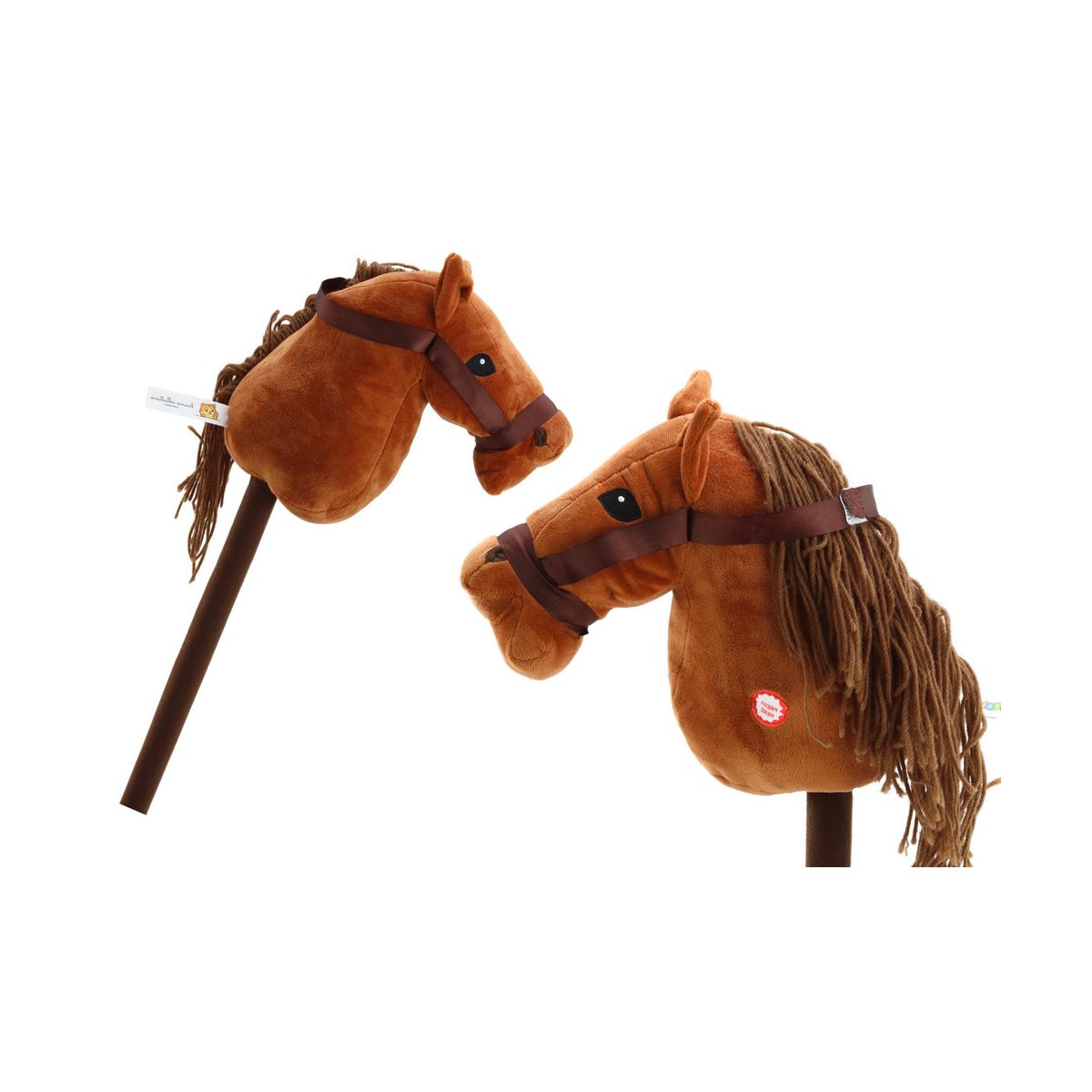 Pluszak interaktywny Głowa Konia Na Kiju Hobby Horse Koń Długowłosy Brązowy Dźwięki Lean (19534)