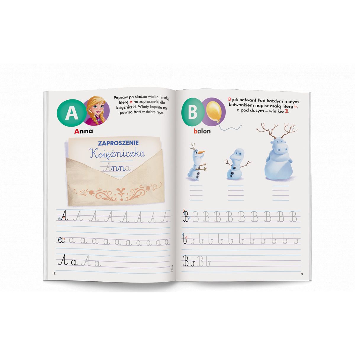 Książka dla dzieci Disney Uczy. Kraina lodu. Litery. Ćwiczenia z naklejkami Ameet (UDN 9303)