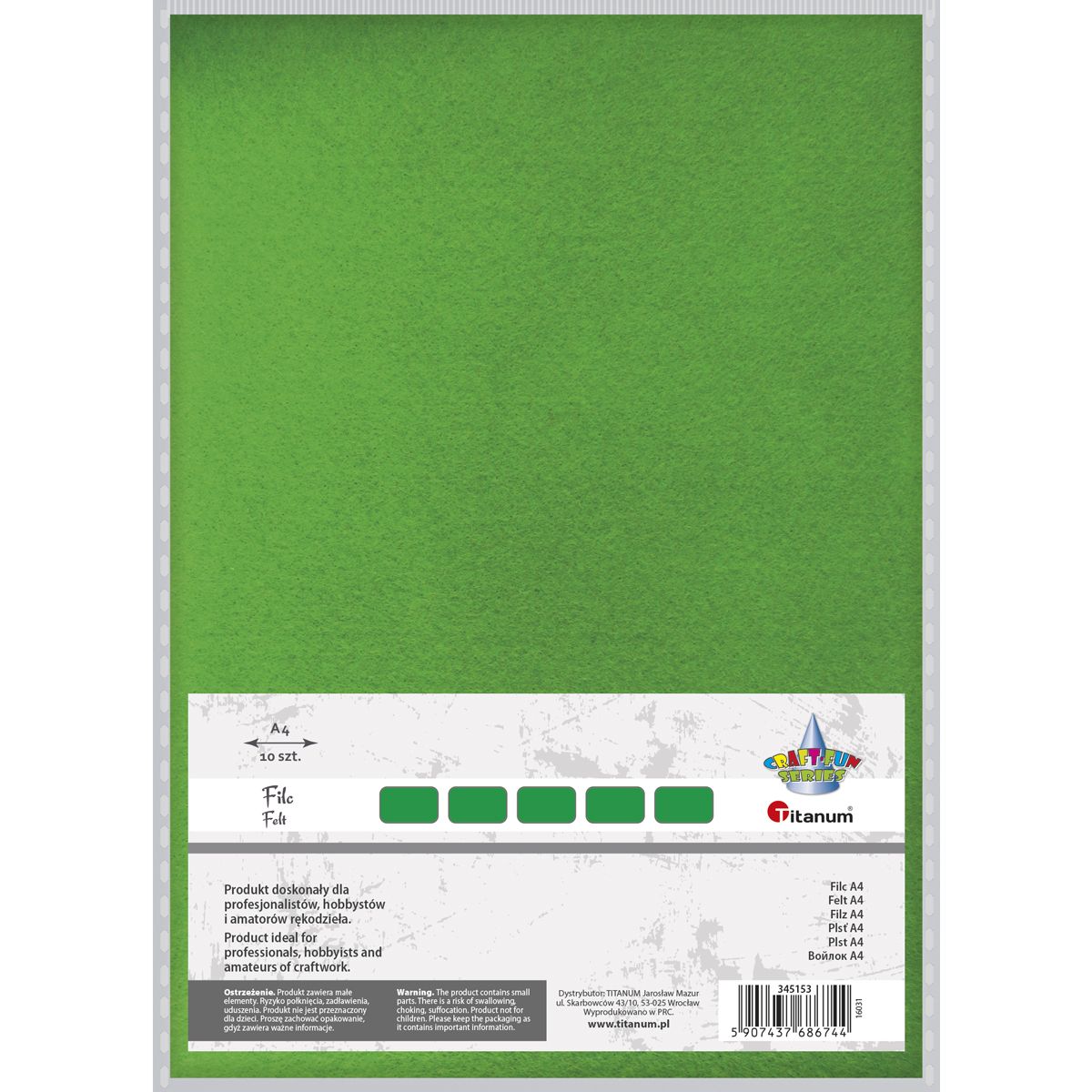 Filc Titanum Craft-Fun Series kolor: zielony jasny 10 ark. [mm:] 210x297 (345153)