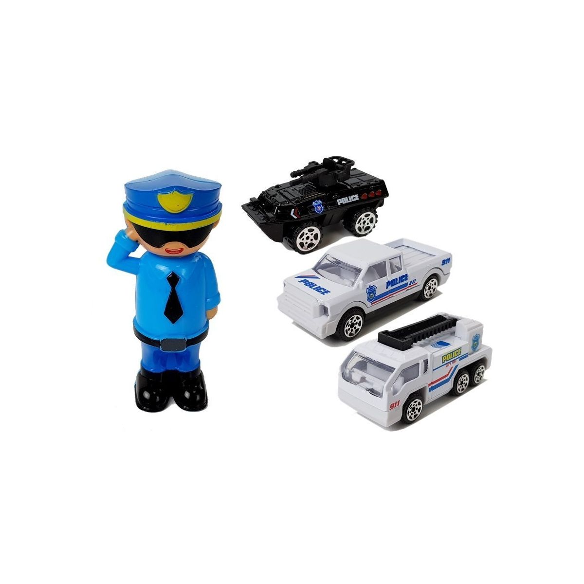 Samochód  policyjny Schowek Garaż 2w1 Policjant Małe Autka Dźwięk Światła Lean (7537)