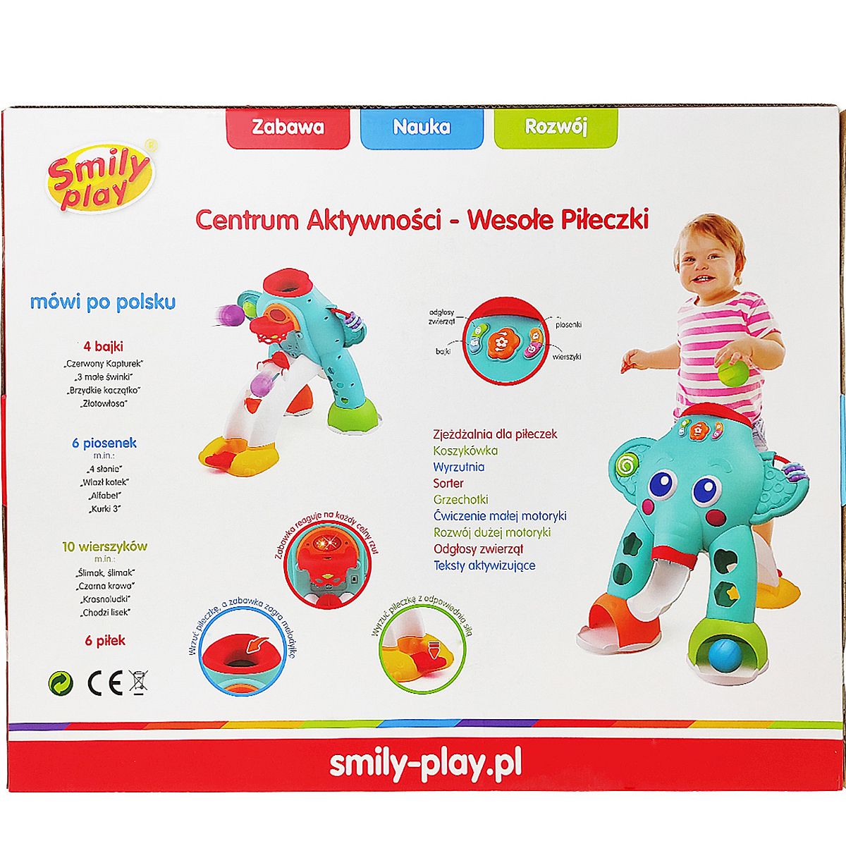 Zabawka edukacyjna centrum aktywności wesołe piłeczki-słonik Smily Play (SP83663)