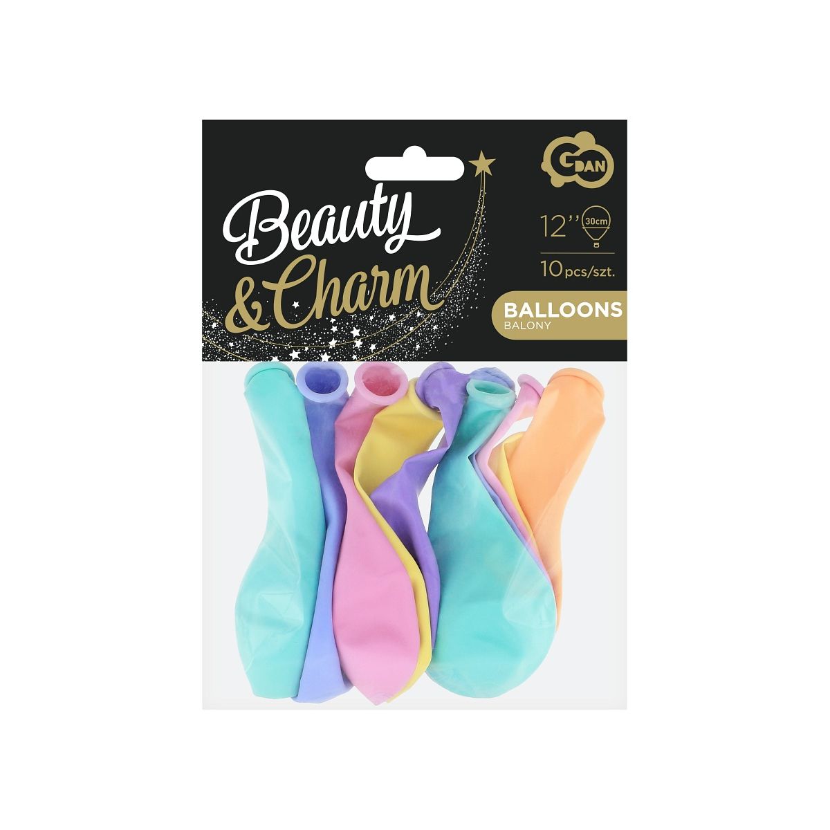 Balon gumowy Godan Beauty&Charm makaronowe pastel mix 10szt. mix 12cal (CB-1KMX)