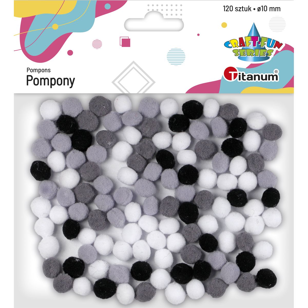 Pompony Titanum Craft-Fun Series poliestrowe szary 120 szt (21TH0514-2)