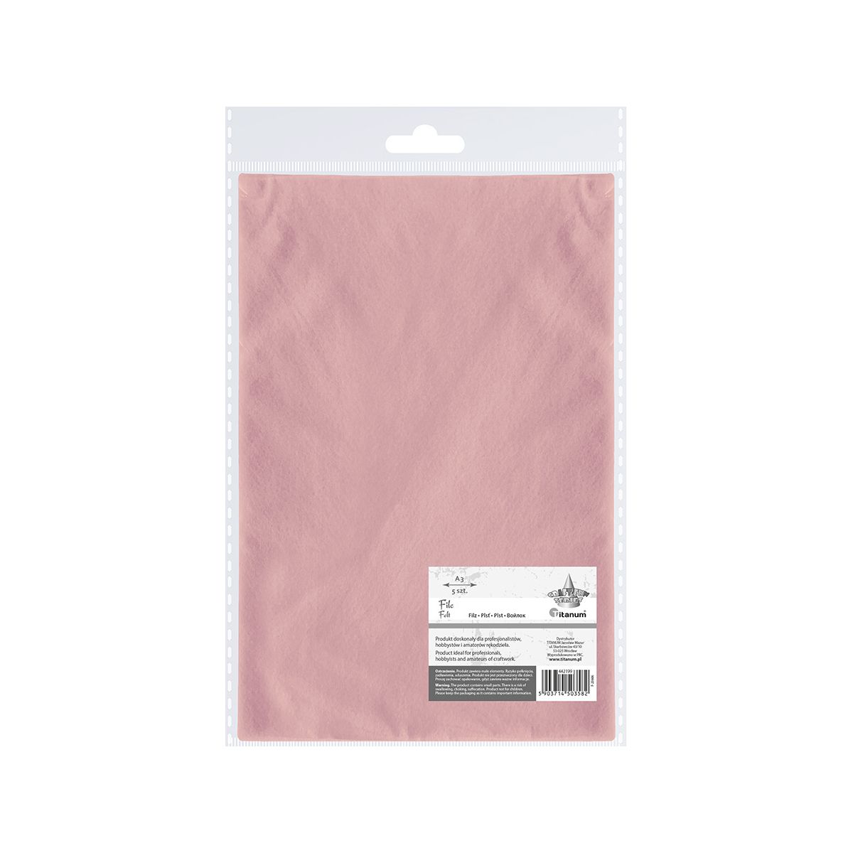 Filc Titanum Craft-Fun Series A3 kolor: różowa jasna 5 ark. (F-20606)