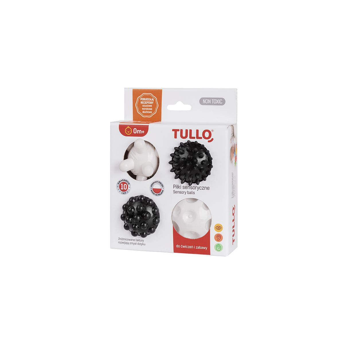 Piłka do masażu Sensoryczne czarno-białe 4 sztuki guma Tullo (461)