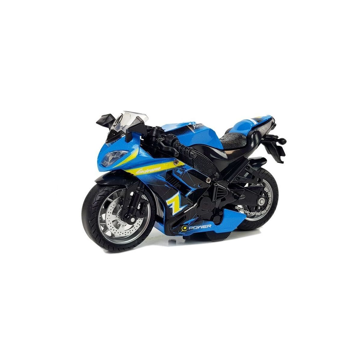 Motocykl z Napędem Frykcyjnym Na Baterie Dźwiękiem 1:14 Niebieski Lean (5971)