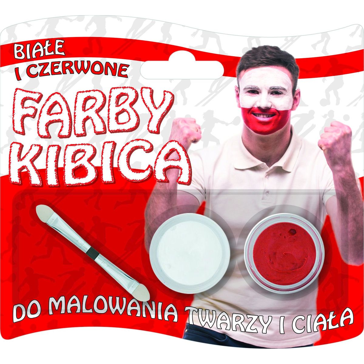 Farba do malowania twarzy Titanum dla kibica biała/czerwona 2 kolor.