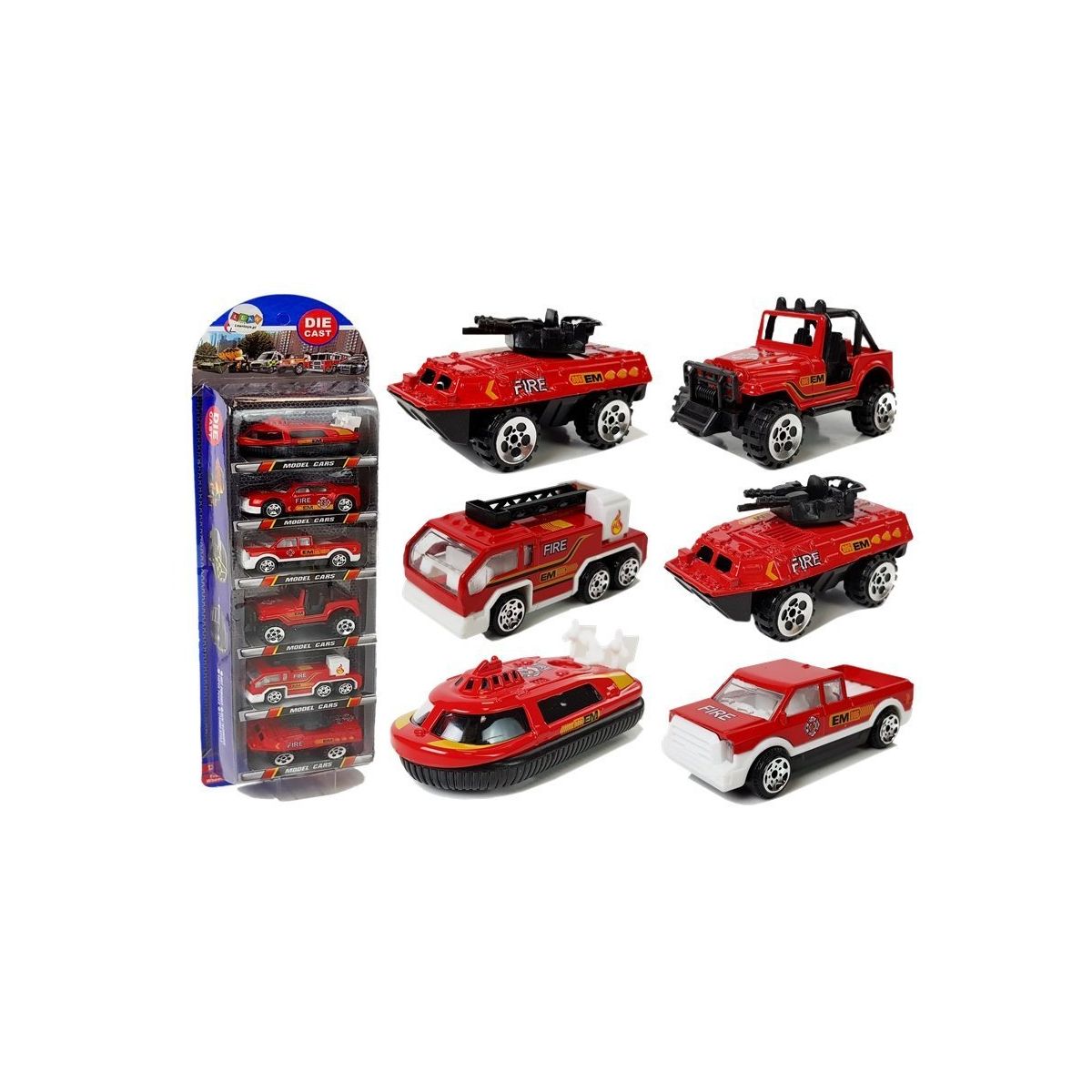 Ambulans Zestaw Pojazdów Straży Pożarnej Resoraki 1:64 6 Sztuk Lean (7596)