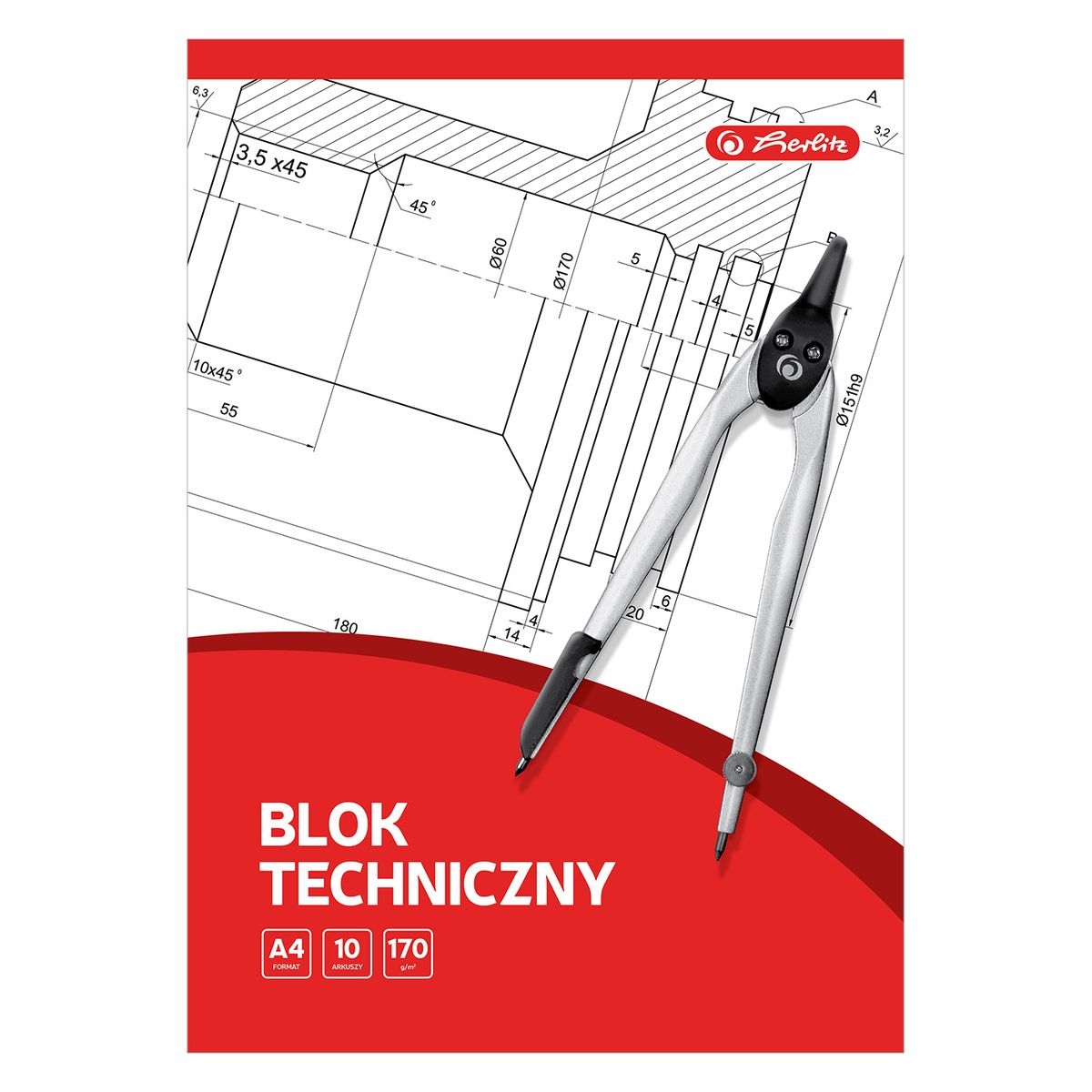 Blok techniczny Herlitz A4 biały 10k (9583626)