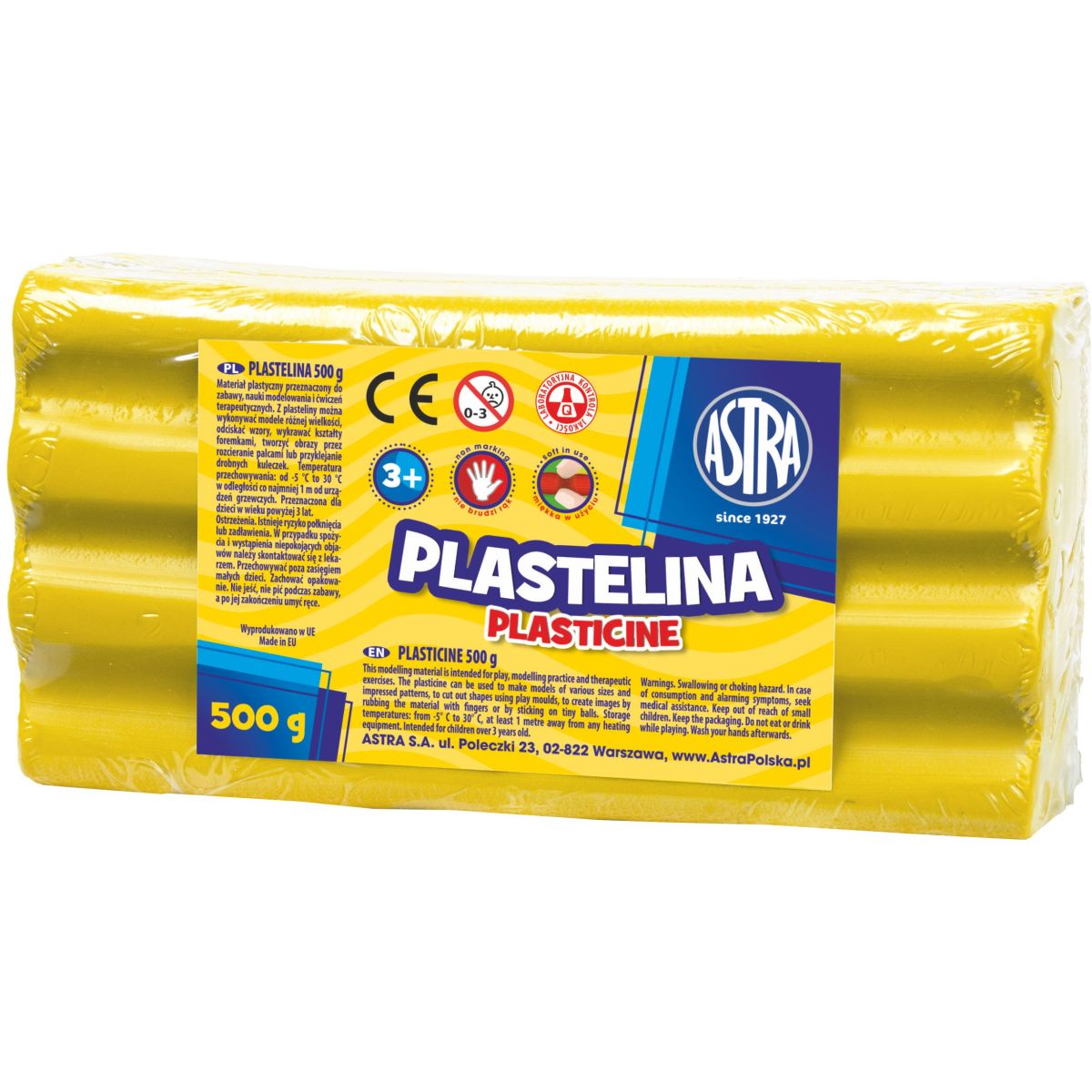 Plastelina Astra 1 kol. żółta 500g