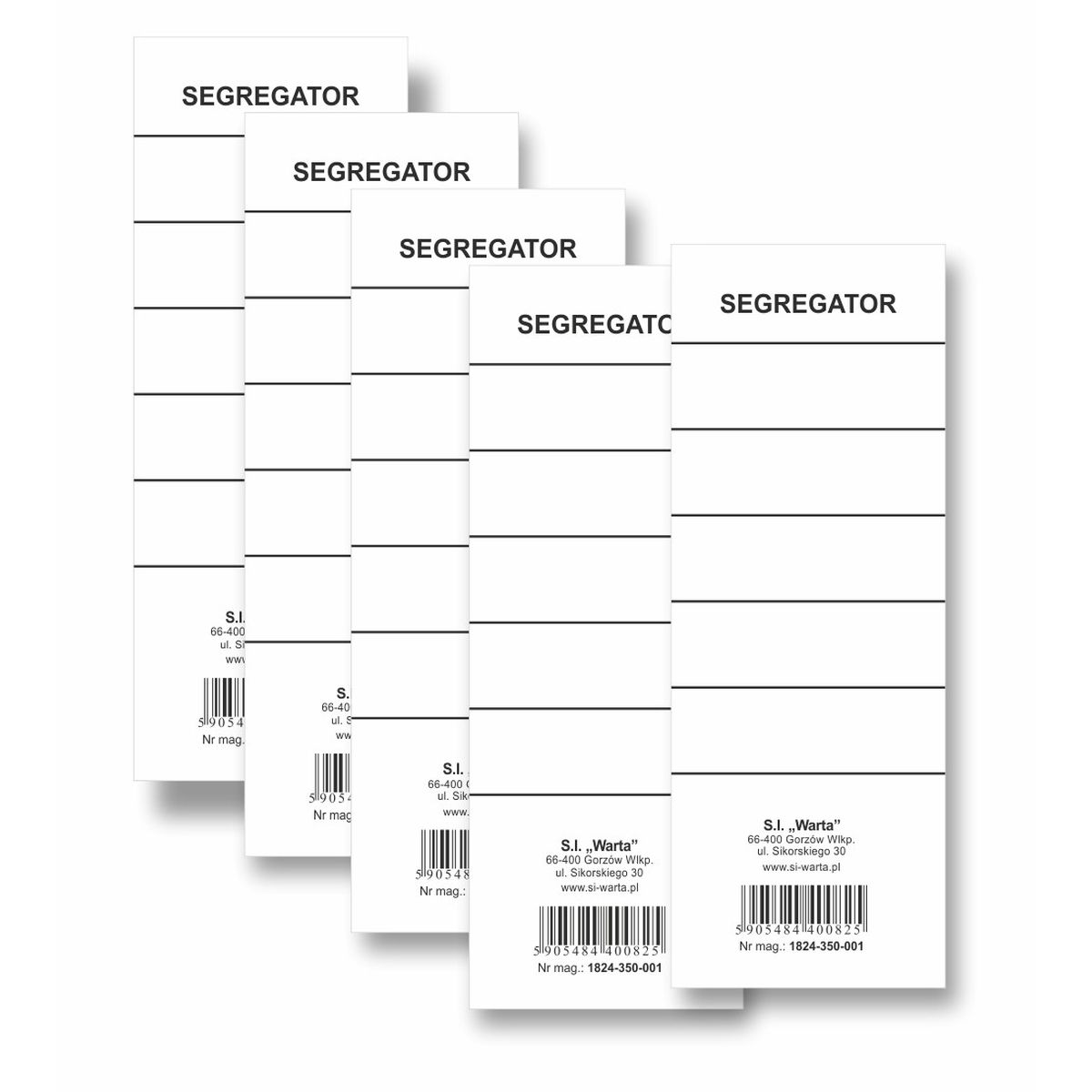Etykiety opisowe do segregatora biały [mm:] 70x190 Warta (1824-350-001)