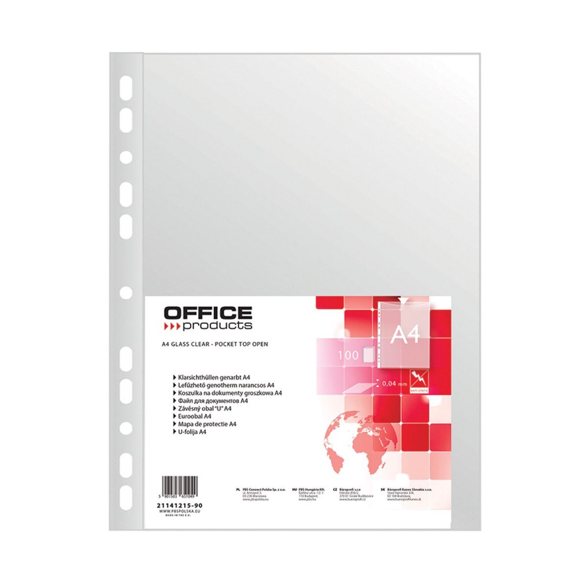 Koszulki na dokumenty Office Products groszkowe A4 kolor: przezroczysty typu U 40 mic. (21141215-90)