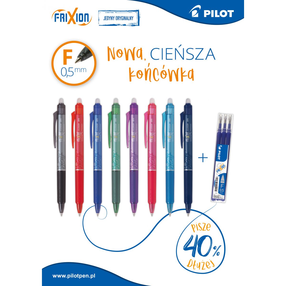 Wkład do pióra kulkowego Pilot Frixion Clicer, czerwony 0,5mm