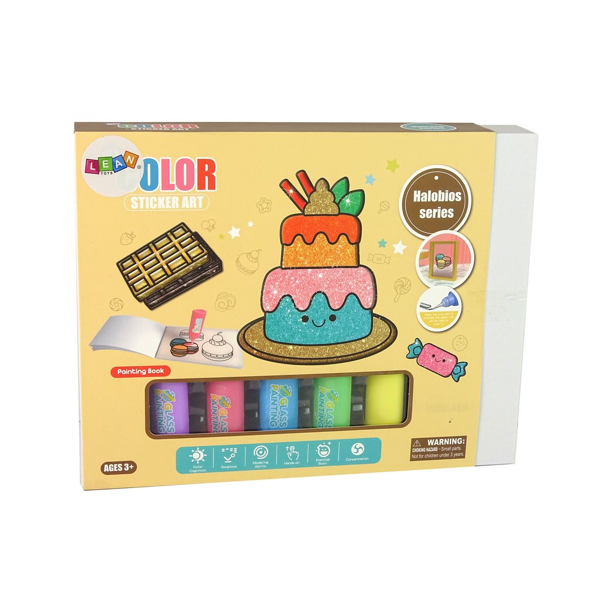 Zestaw kreatywny dla dzieci Naklejki Na Okno Meble Słodkości DIY 8 Kolorów Brokat Lean (15718)