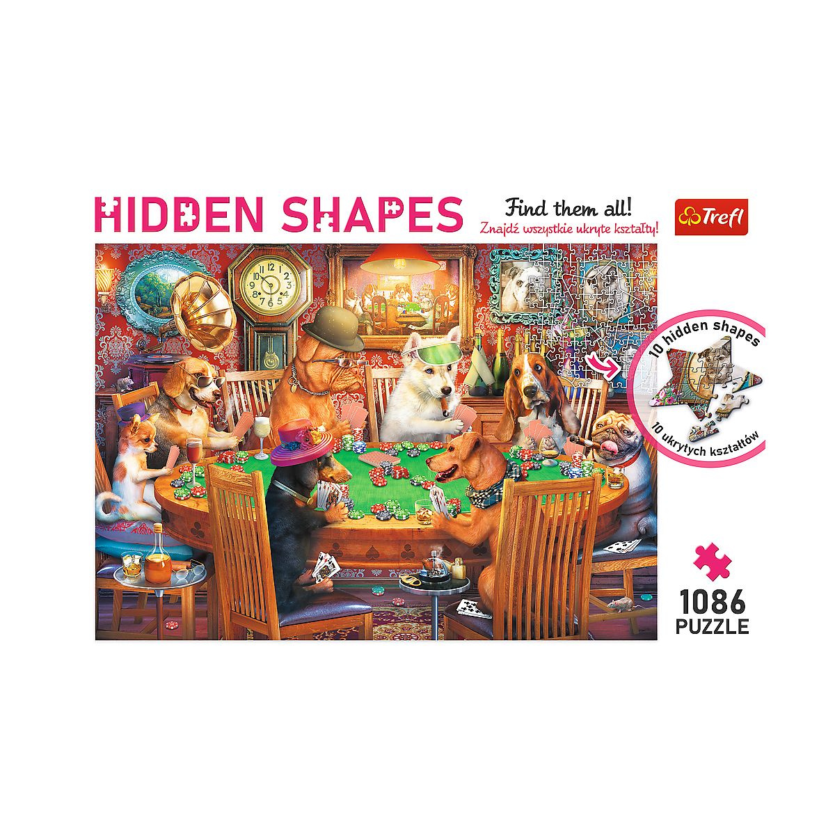 Puzzle Trefl Hidden Shapes, Wieczór gier 1086 el. (10749)