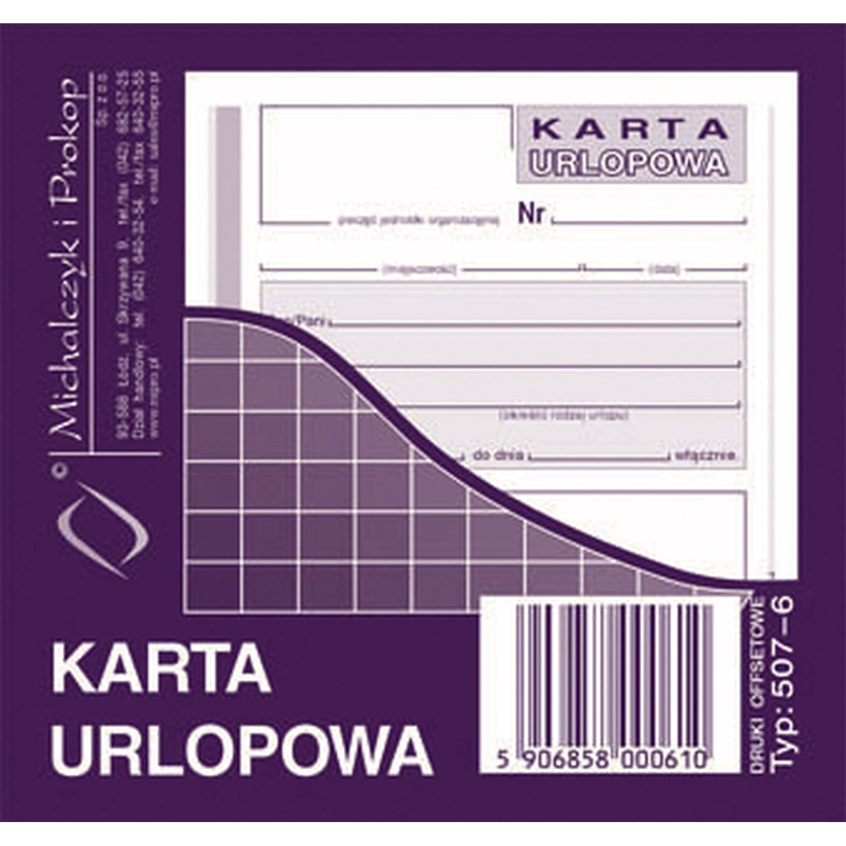 Druk offsetowy Karta urlopowa 2/3 A6 40k. Michalczyk i Prokop (507-6)