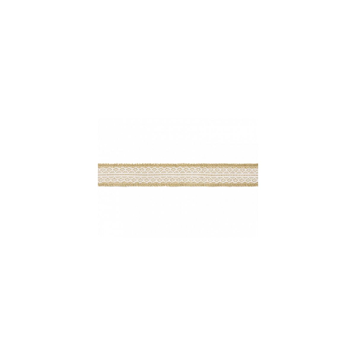 Juta Taśma jutowa z białą koronką szerokość ok. 4 cm, długość ok. 5 m Partydeco (TJ4-4)